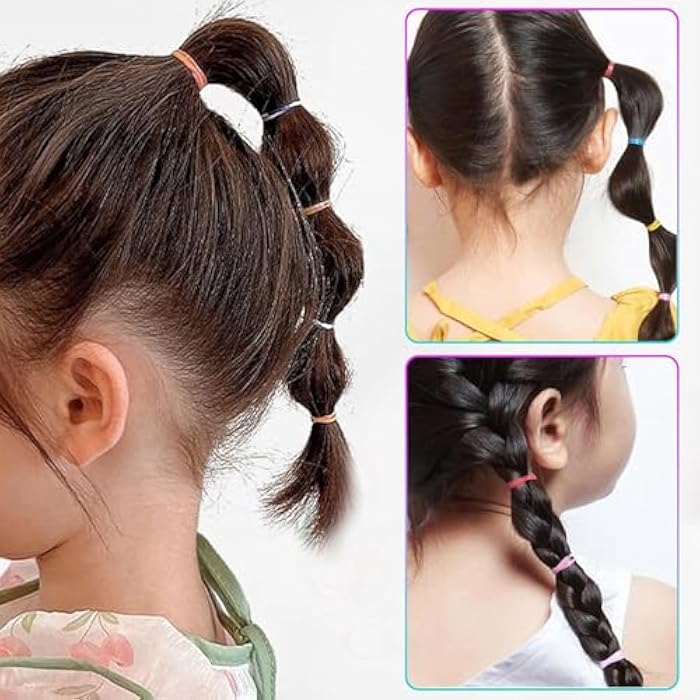 Hair Bobbles Small Pack of 300 PCS - Girls Mini Elastic Hair Bands Set - Hair Accessories Thin Hai-1 Box-MULTICOLOR - Image 3